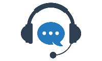Customer support icon headset with word bubble 2x1 CROP