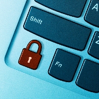 Security concept lock key on keyboard 1x1 CROP